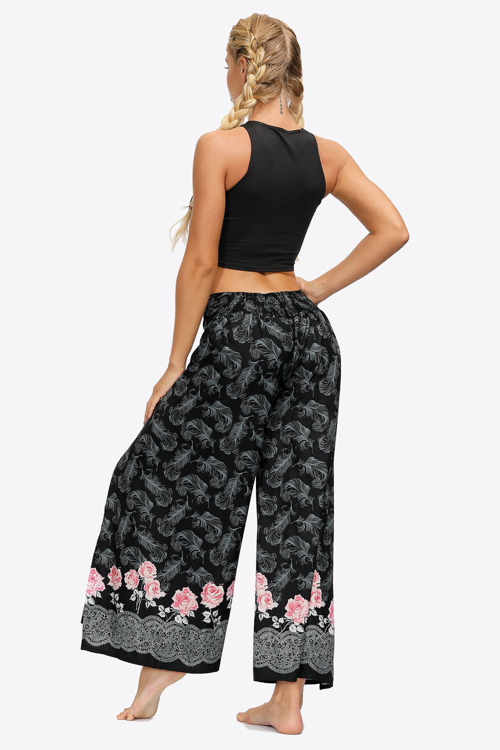 Split Wide Leg Long Pants-Teresa&#39;s Fashionista LLC