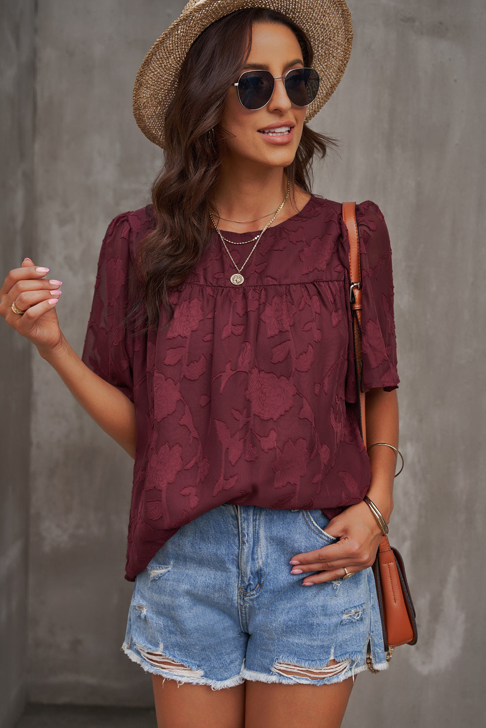 Round Neck Puff Sleeve Blouse-Teresa&#39;s Fashionista LLC