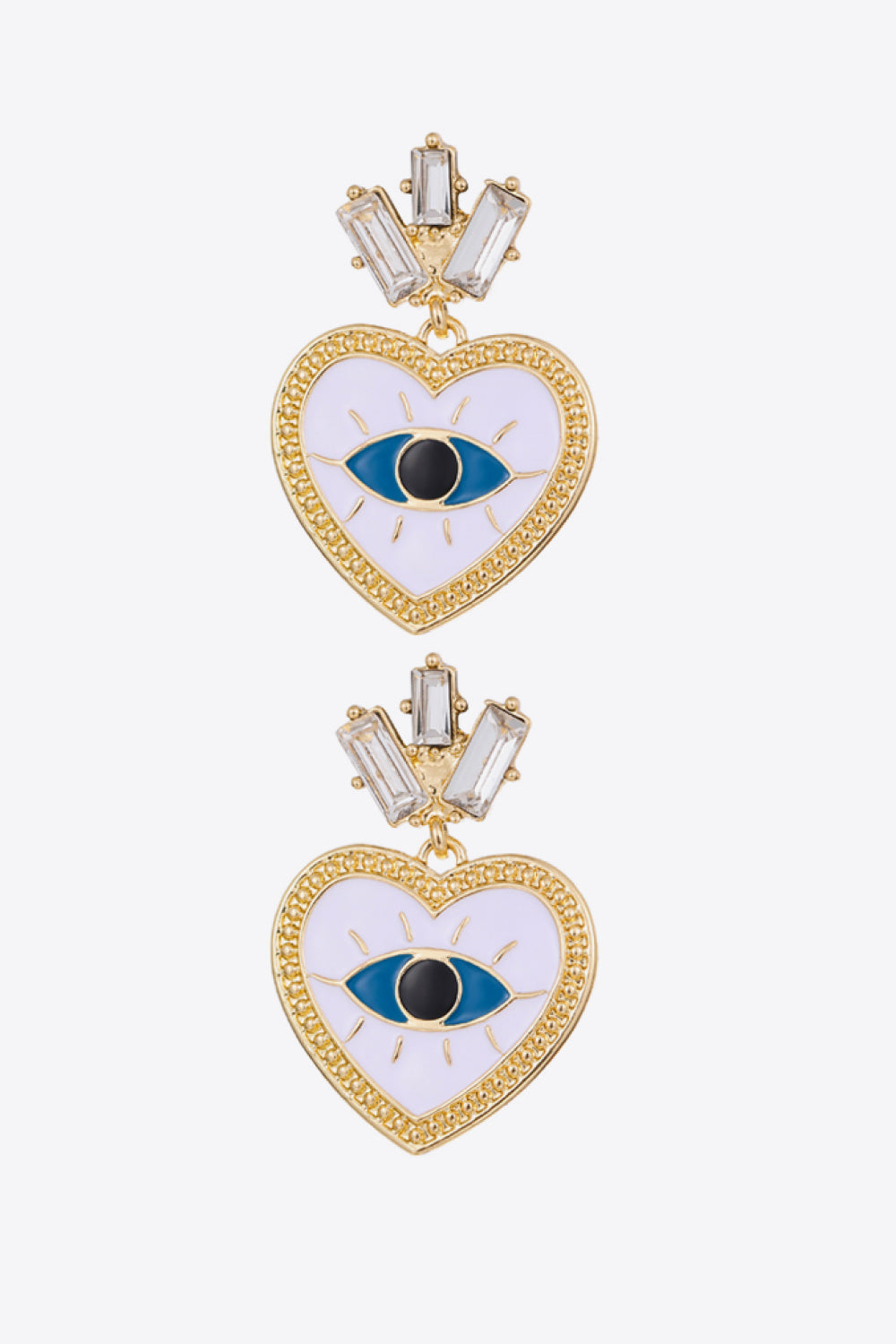 Evil Eye Heart-Shaped Drop Earrings-Teresa&#39;s Fashionista LLC