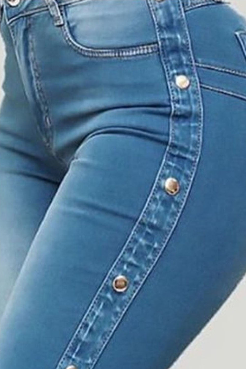 Button Detail Flare Jeans-Teresa&#39;s Fashionista LLC