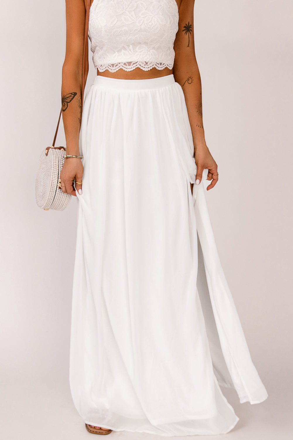 Elastic Waistband Split Maxi Skirt-Teresa&#39;s Fashionista LLC