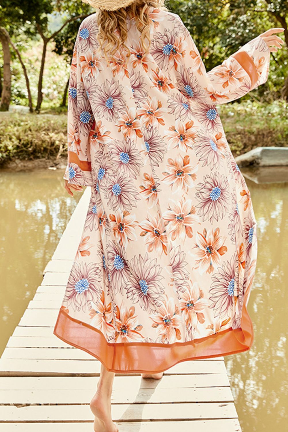 Floral Open Front Duster Cover Up-Teresa&#39;s Fashionista LLC