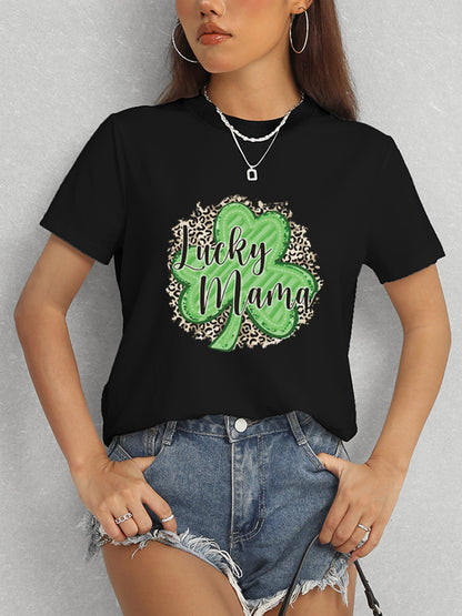 LUCKY MAMA Round Neck T-Shirt-Teresa&#39;s Fashionista LLC