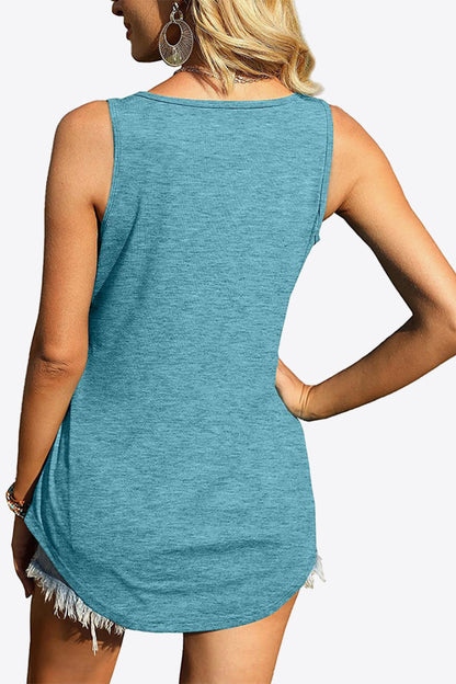 Curved Hem Square Neck Tank-Teresa&#39;s Fashionista LLC