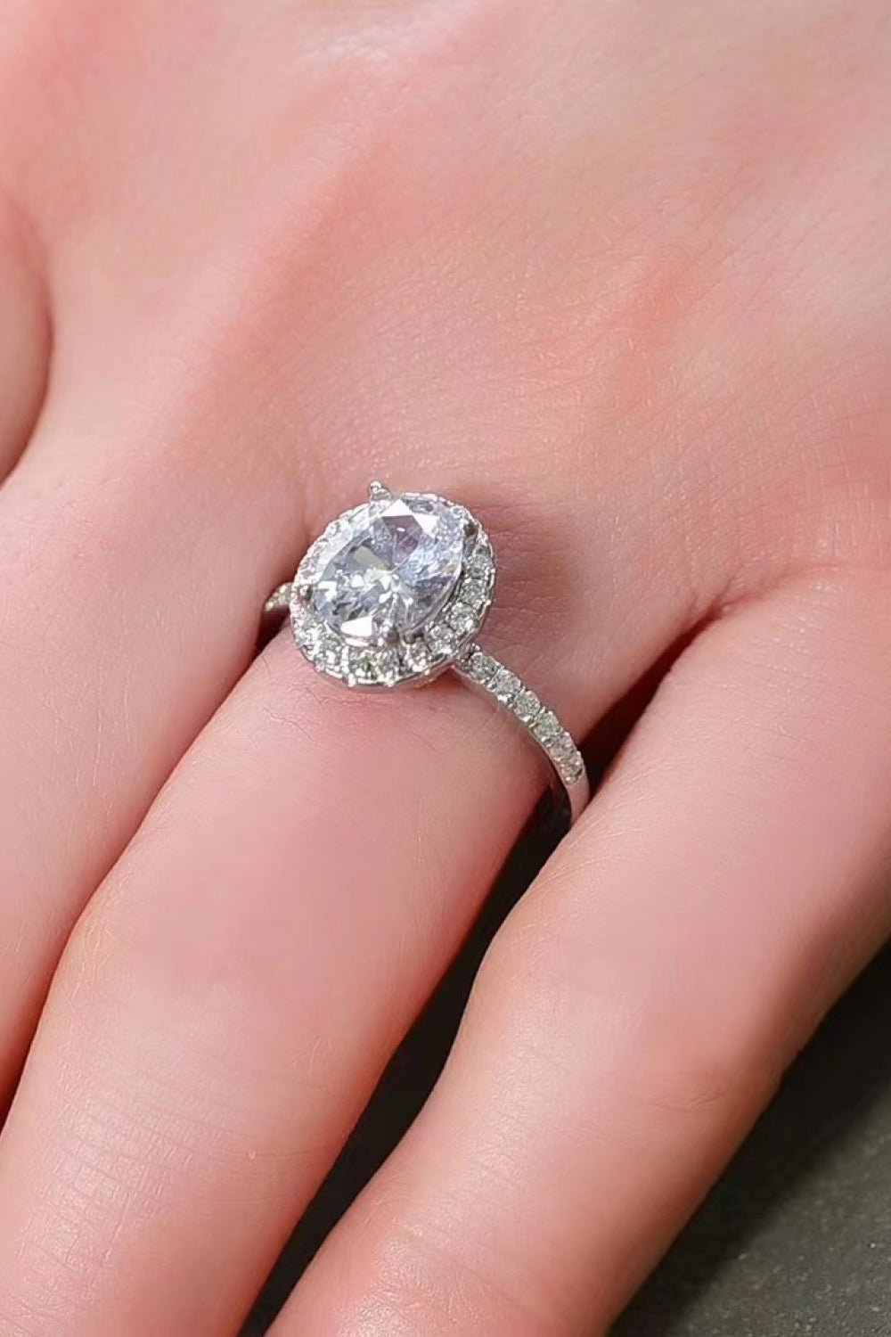 2 Carat Moissanite Platinum-Plated Ring-Teresa&#39;s Fashionista LLC