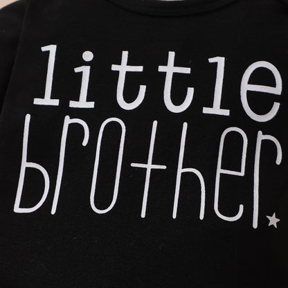 Baby LITTLE BROTHER Graphic Bodysuit and Printed Joggers Set-Teresa&#39;s Fashionista LLC