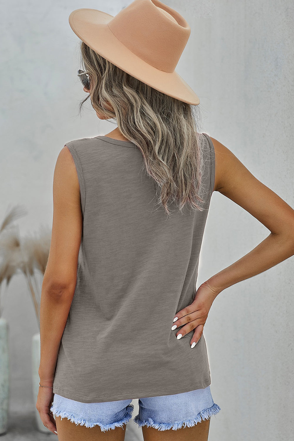 Quarter-Snap Scoop Neck Tank-Teresa&#39;s Fashionista LLC