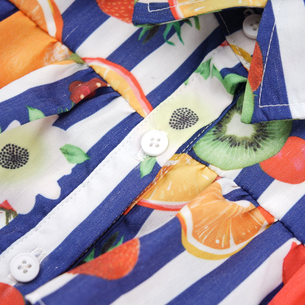 Fruit Striped Collared Sleeveless Shirt-Teresa&#39;s Fashionista LLC