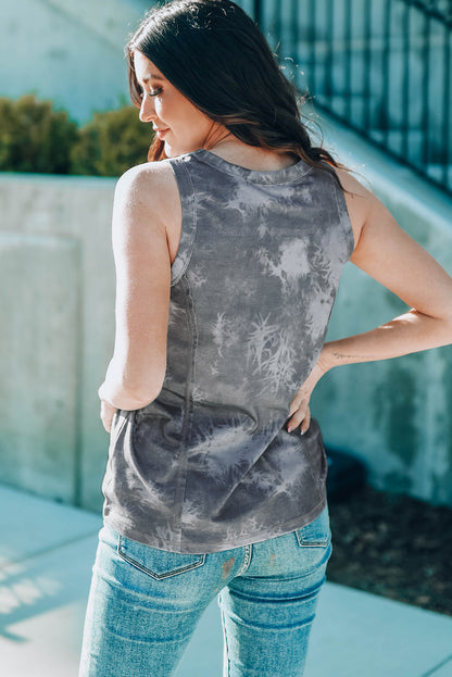 Tie-Dye Round Neck Tank-Teresa&#39;s Fashionista LLC