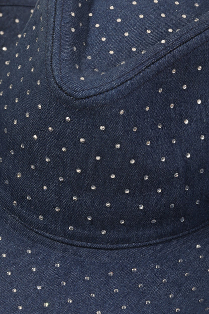 Fame Rhinestone Wide Brim Denim Hat-Teresa&#39;s Fashionista LLC