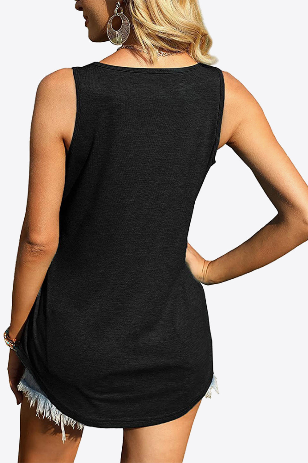 Curved Hem Square Neck Tank-Teresa&#39;s Fashionista LLC