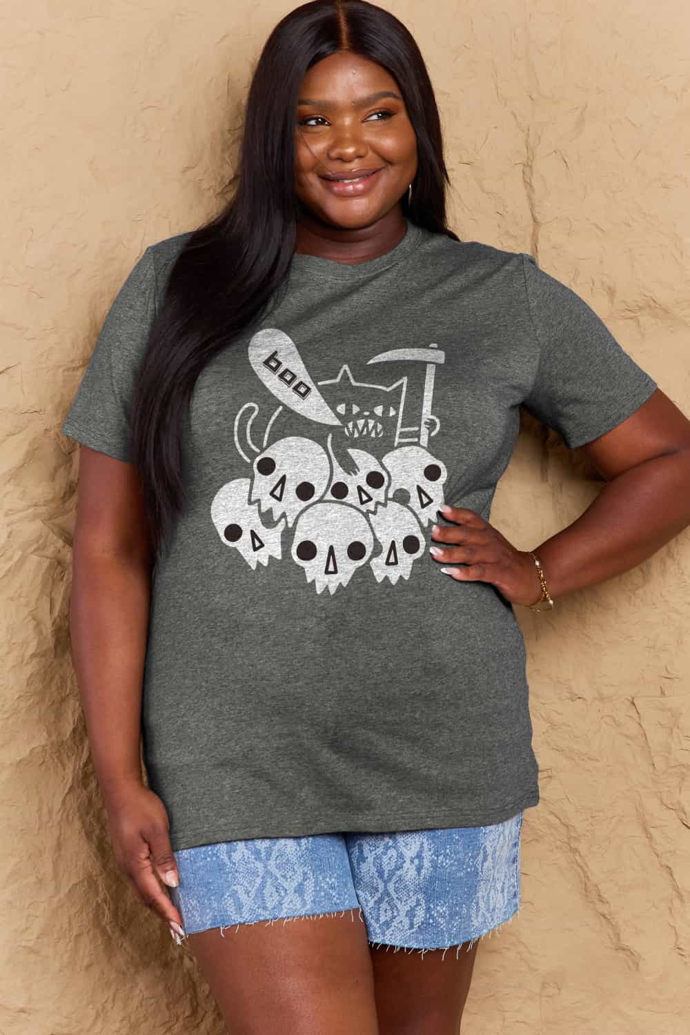 Simply Love Full Size Graphic BOO Cotton T-Shirt-Teresa&#39;s Fashionista LLC