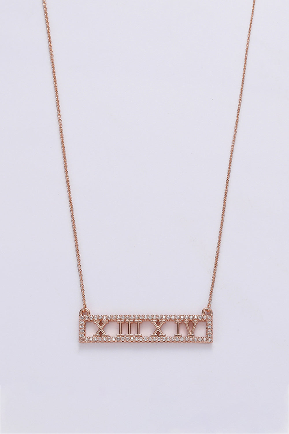 Inlaid Cubic Zirconia Bar Pendant Necklace-Teresa&#39;s Fashionista LLC