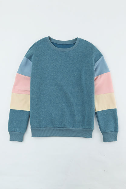 Color Block Ribbed Trim Sweatshirt-Teresa&#39;s Fashionista LLC