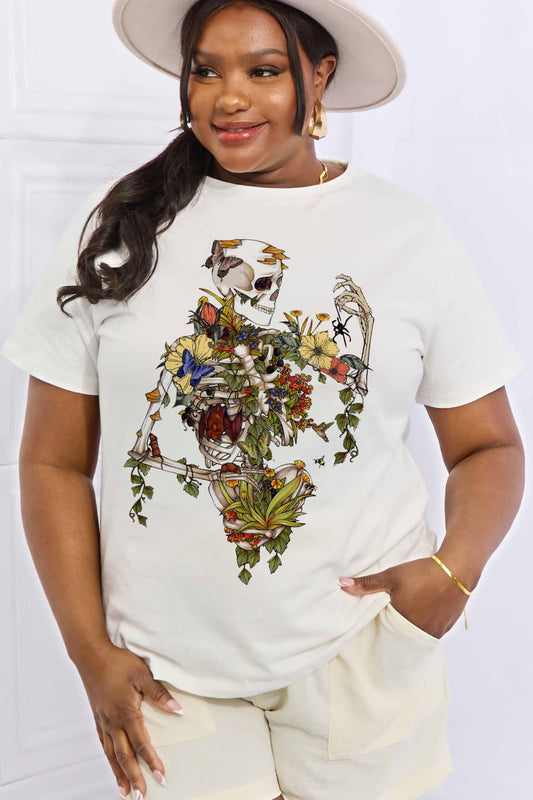 Simply Love Full Size Skeleton Graphic Cotton Tee-Teresa&#39;s Fashionista LLC