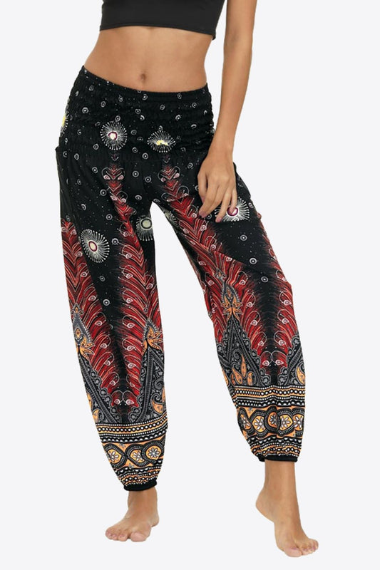 Printed Smocked Pants-Teresa&#39;s Fashionista LLC