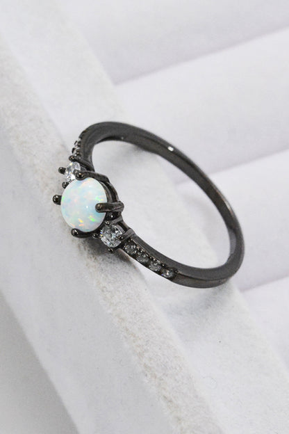 925 Sterling Silver Round Opal Ring-Teresa&#39;s Fashionista LLC