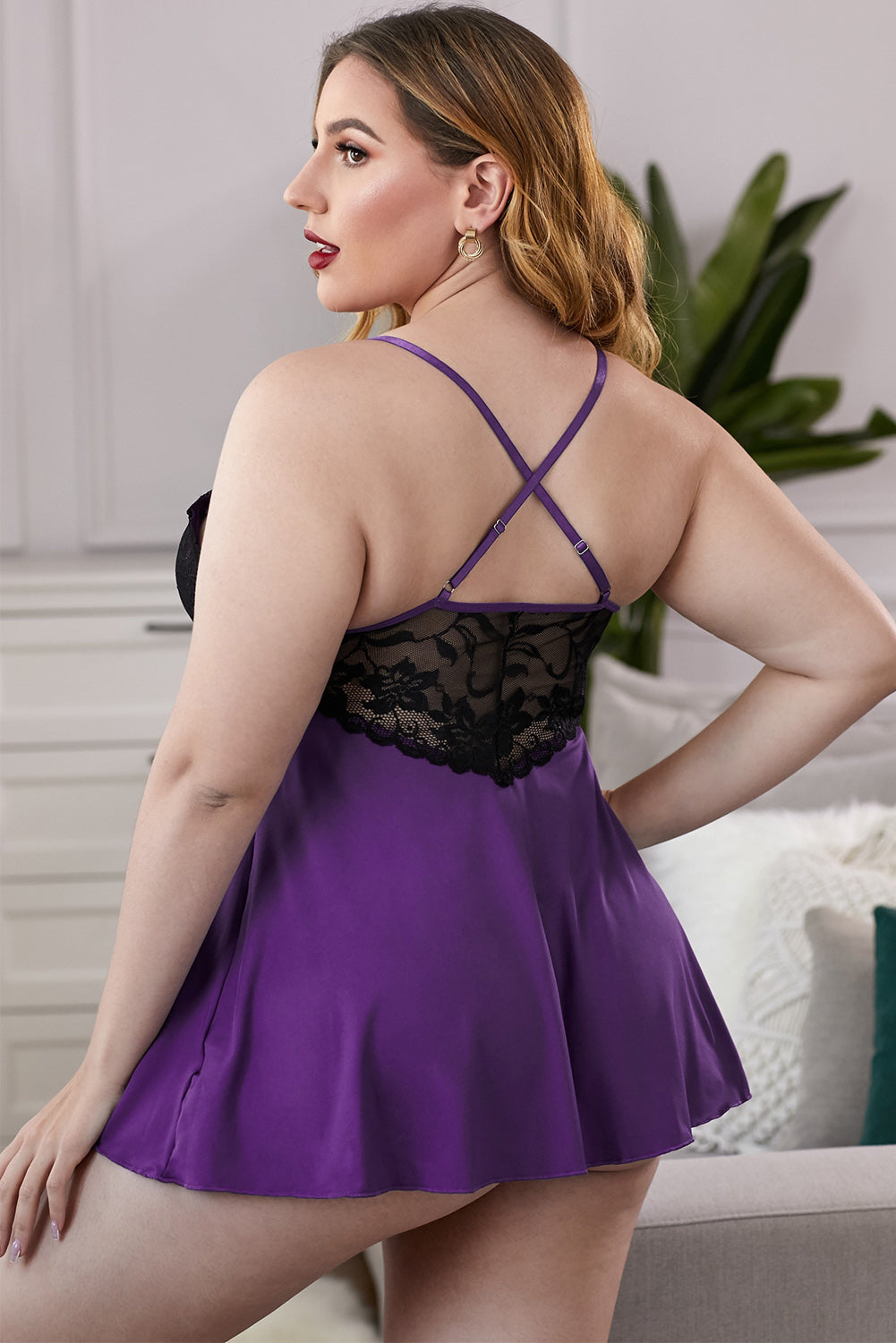 Lace See-Through Plus Size Chemise-Teresa&#39;s Fashionista LLC