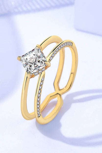 Moissanite 18K Gold-Plated Double-Layered Ring-Teresa&#39;s Fashionista LLC