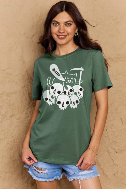 Simply Love Full Size Graphic BOO Cotton T-Shirt-Teresa&#39;s Fashionista LLC