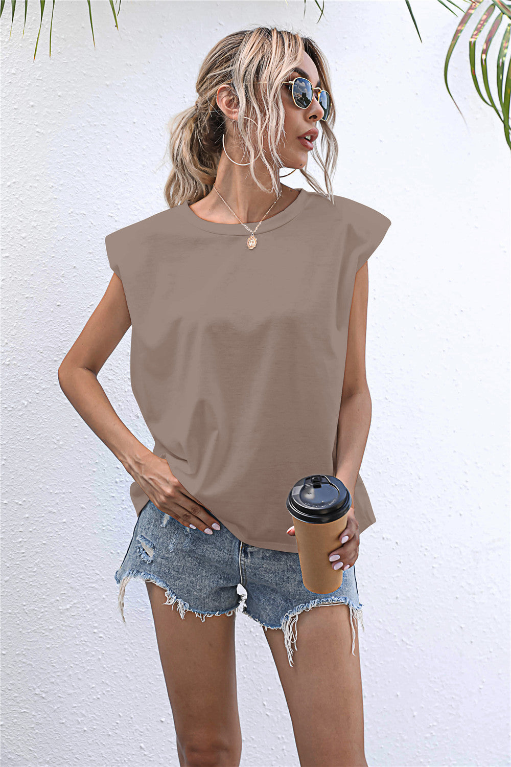 Round Neck Cap Sleeve Tee-Teresa&#39;s Fashionista LLC