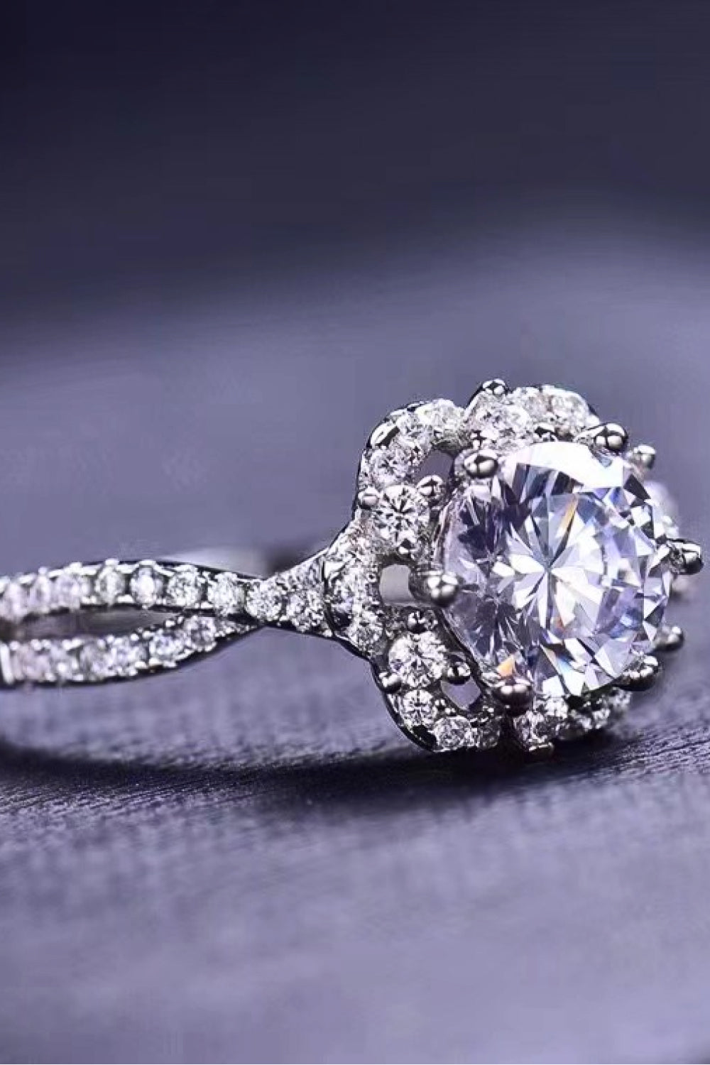 Platinum-Plated Six Prong 1 Carat Moissanite Ring-Teresa&#39;s Fashionista LLC