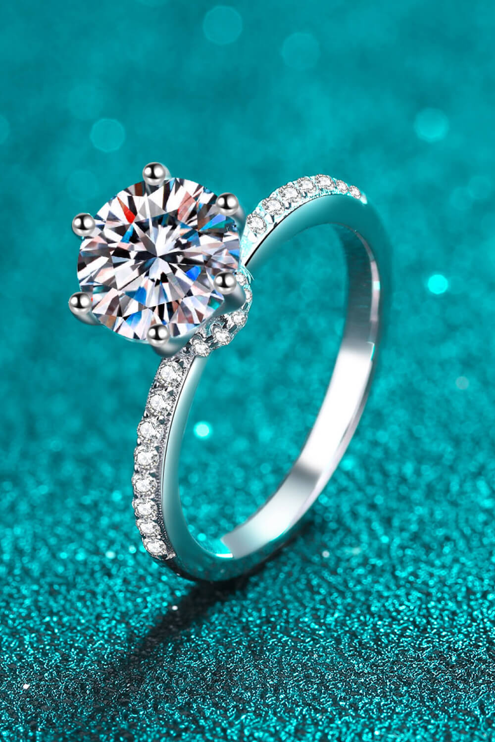 925 Sterling Silver 2 Carat Moissanite Ring-Teresa&#39;s Fashionista LLC