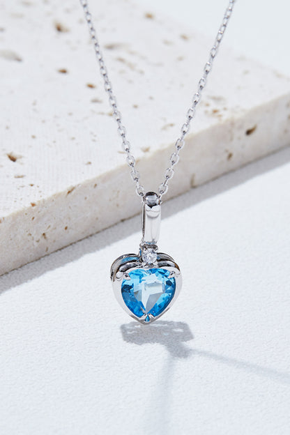 Topaz Heart Pendant Necklace-Teresa&#39;s Fashionista LLC