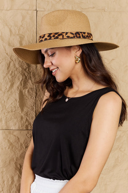 Fame Wild One Leopard Ribbon Straw Hat-Teresa&#39;s Fashionista LLC