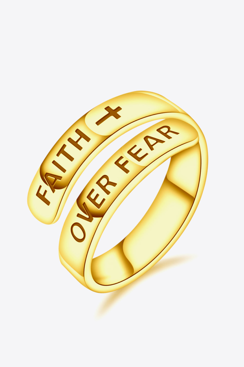 925 Sterling Silver FAITH OVER FEAR Bypass Ring-Teresa&#39;s Fashionista LLC