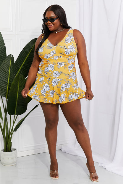 Marina West Swim Full Size Clear Waters Swim Dress in Mustard-Teresa&#39;s Fashionista LLC