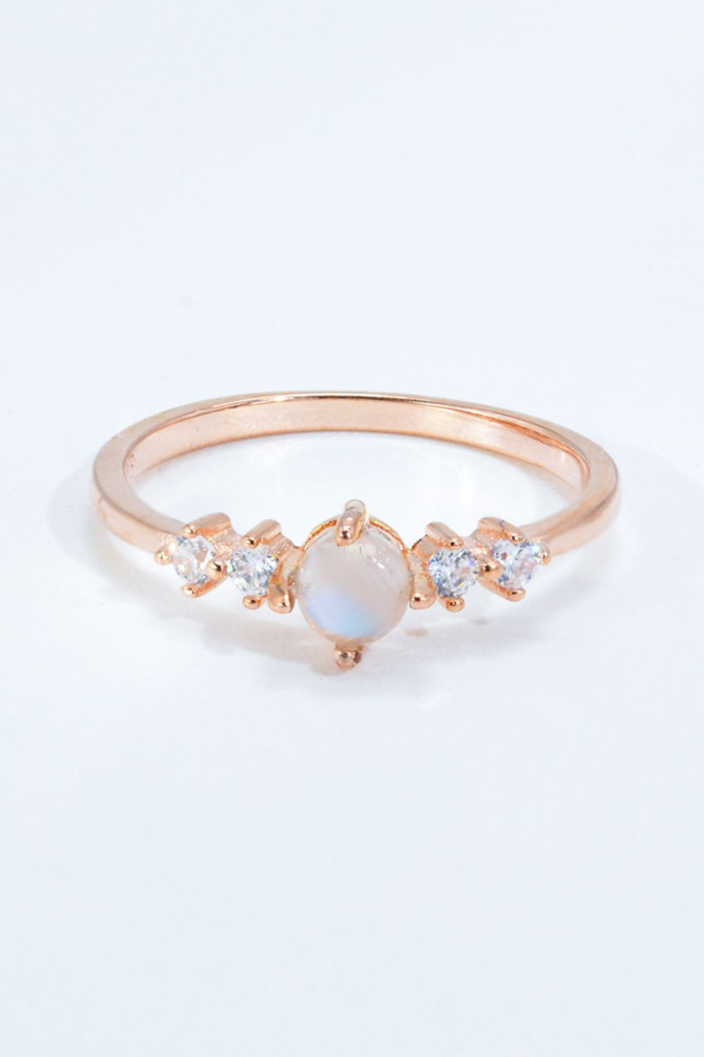 Natural Moonstone and Zircon 18K Rose Gold-Plated Ring-Teresa&#39;s Fashionista LLC