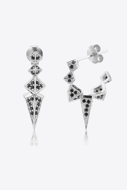 Geometric Zircon Decor 925 Sterling Silver Earrings-Teresa&#39;s Fashionista LLC