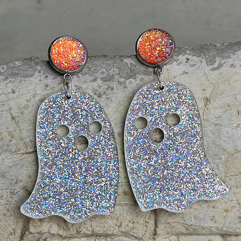 Ghost Shape Acrylic Dangle Earrings-Teresa&#39;s Fashionista LLC