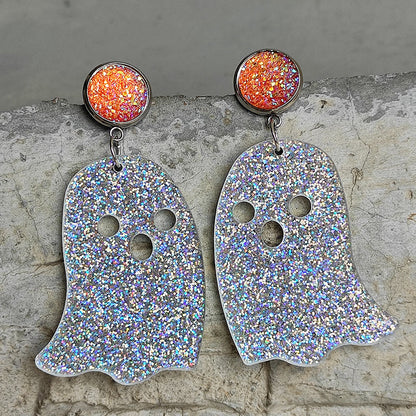 Ghost Shape Acrylic Dangle Earrings-Teresa&#39;s Fashionista LLC