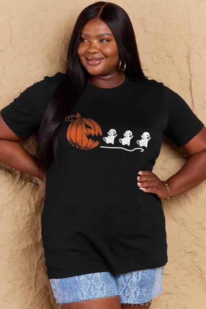 Simply Love Full Size Jack-O'-Lantern Graphic Cotton T-Shirt-Teresa&#39;s Fashionista LLC