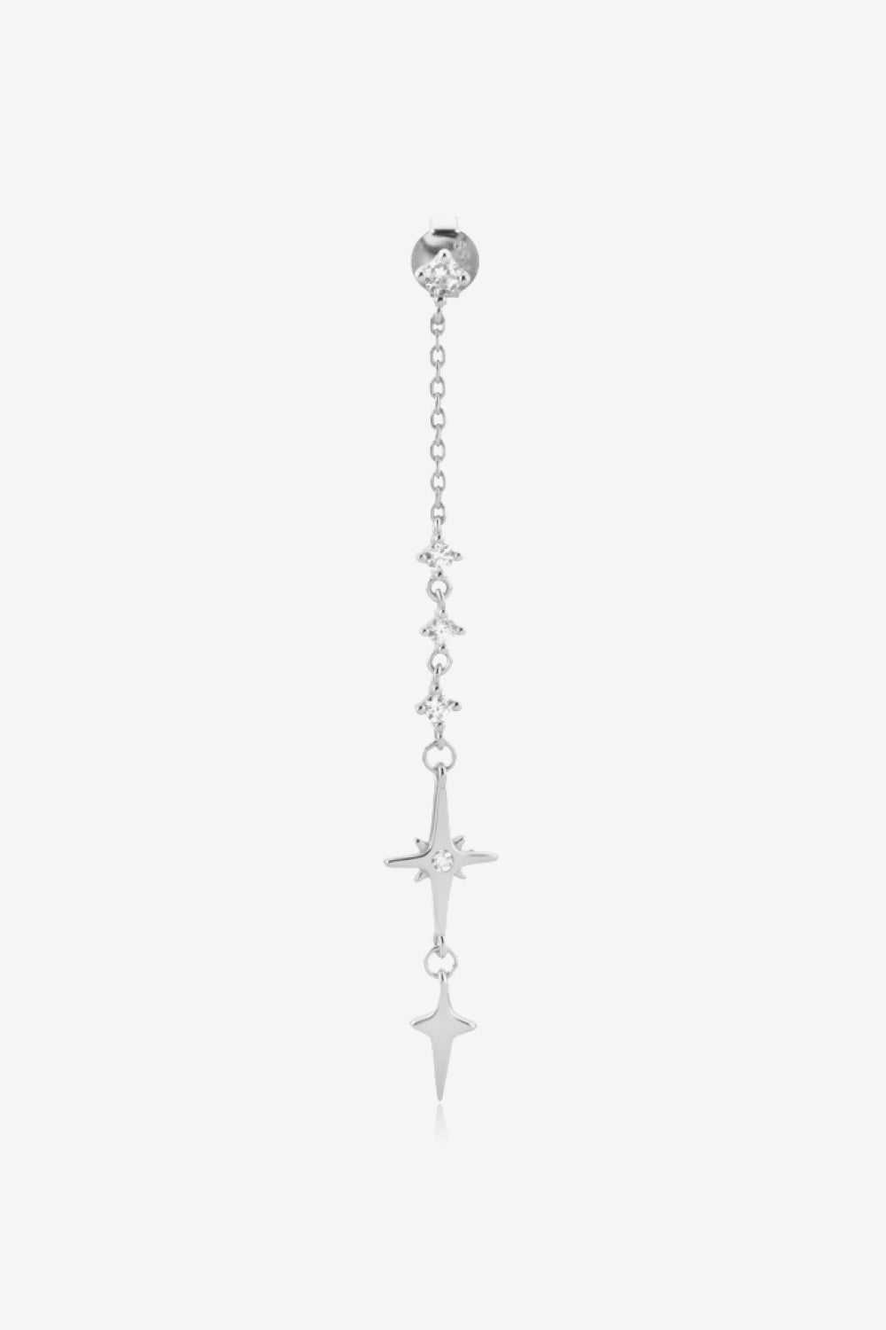 Inlaid Zircon 925 Sterling Silver Single Chain Earring-Teresa&#39;s Fashionista LLC