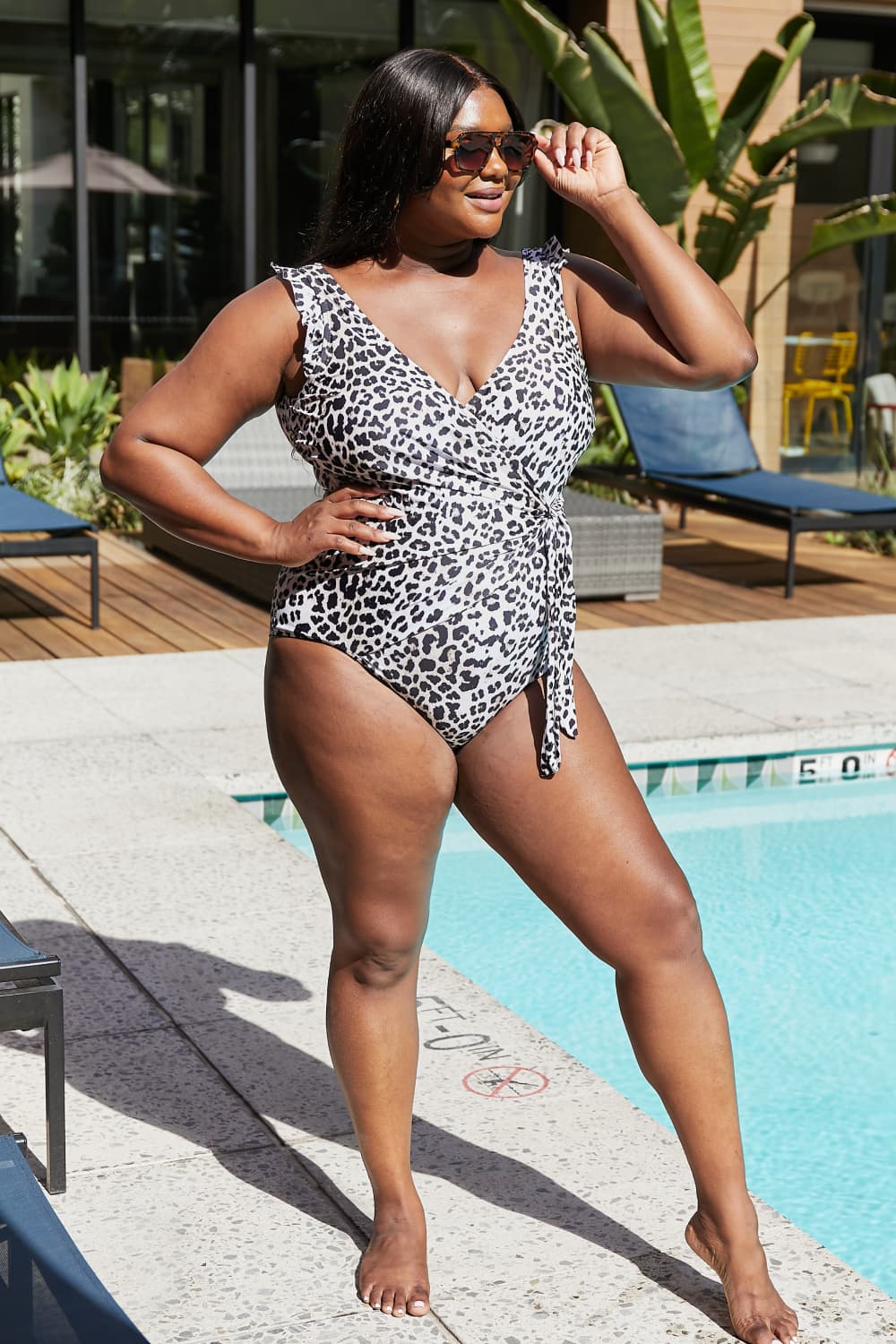 Marina West Swim Full Size Float On Ruffle Faux Wrap One-Piece in Cat-Teresa&#39;s Fashionista LLC