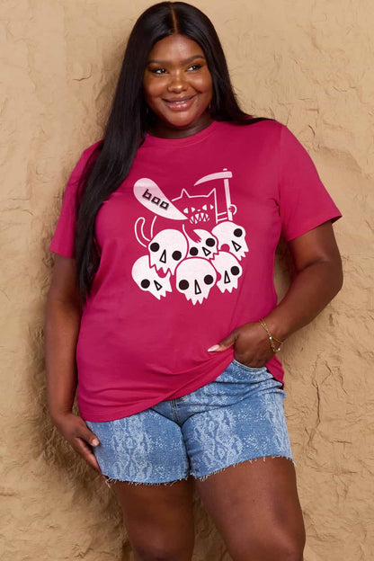 Simply Love Full Size Graphic BOO Cotton T-Shirt-Teresa&#39;s Fashionista LLC