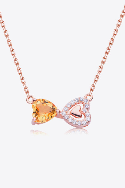 Citrine Heart 925 Sterling Silver Necklace-Teresa&#39;s Fashionista LLC