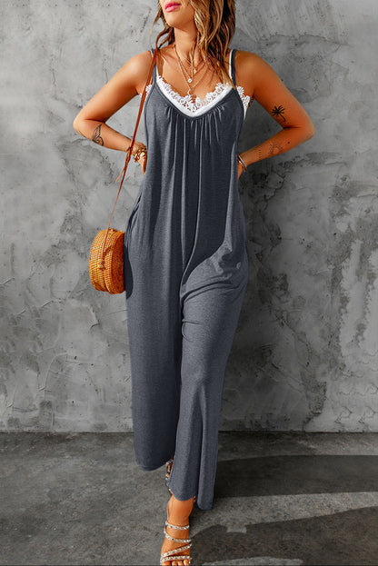 Spaghetti Strap Wide Leg Jumpsuit-Teresa&#39;s Fashionista LLC