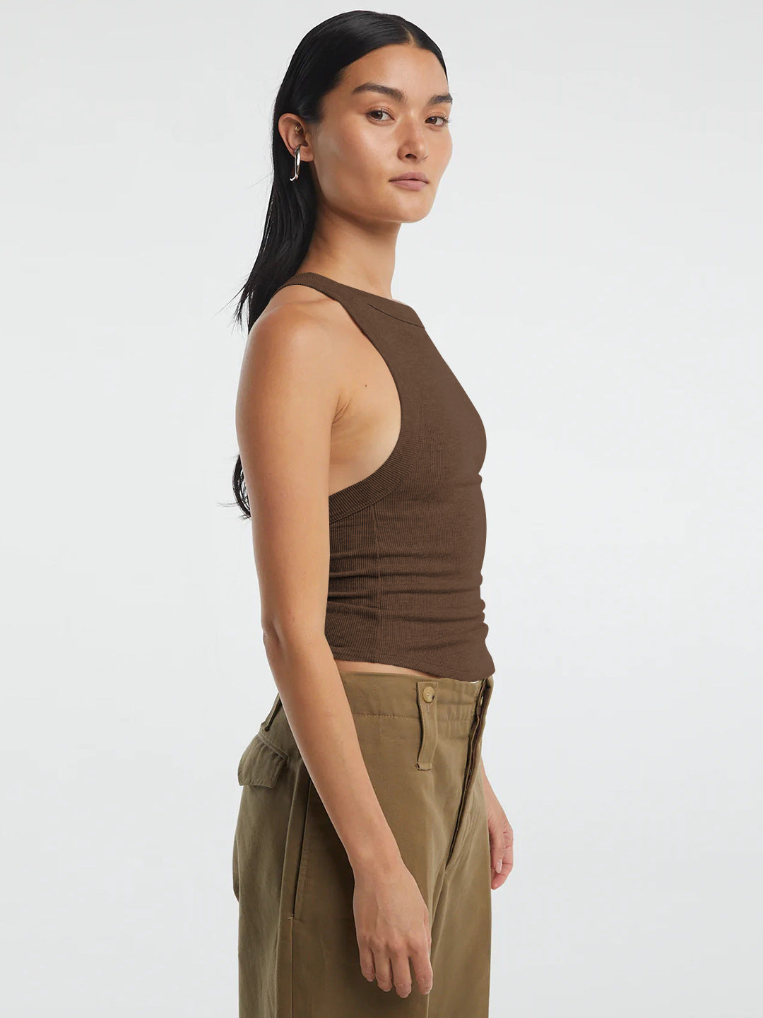 Halter Neck Ribbed Cropped Top-Teresa&#39;s Fashionista LLC