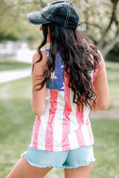 US Flag Round Neck Tank-Teresa&#39;s Fashionista LLC