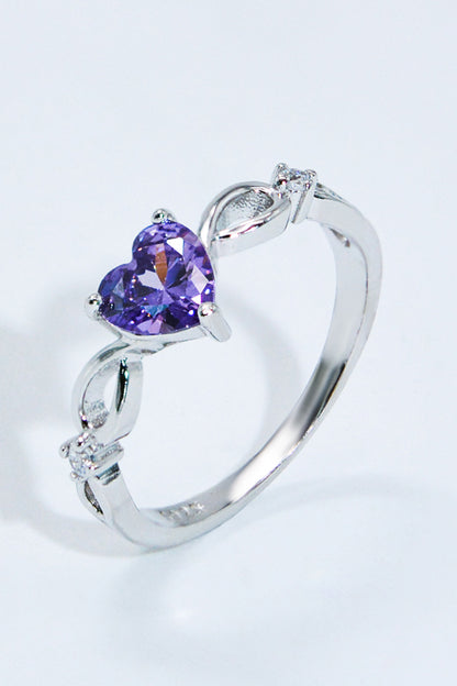 Crystal Heart 925 Sterling Silver Ring-Teresa&#39;s Fashionista LLC