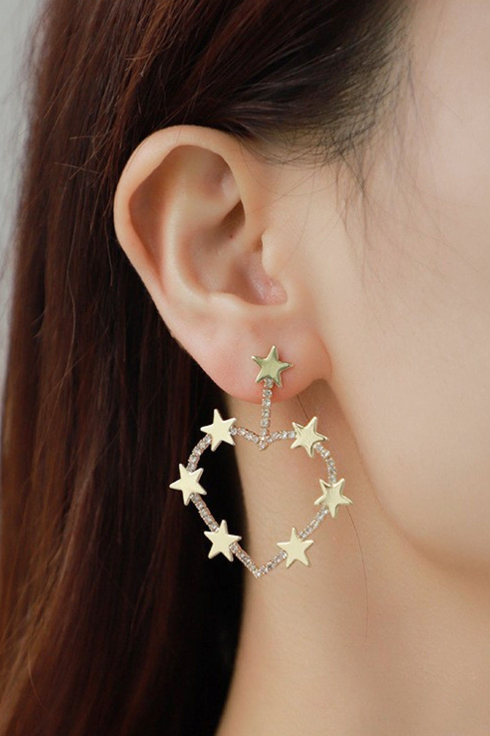 Star Zircon Heart-Shaped Earrings-Teresa&#39;s Fashionista LLC