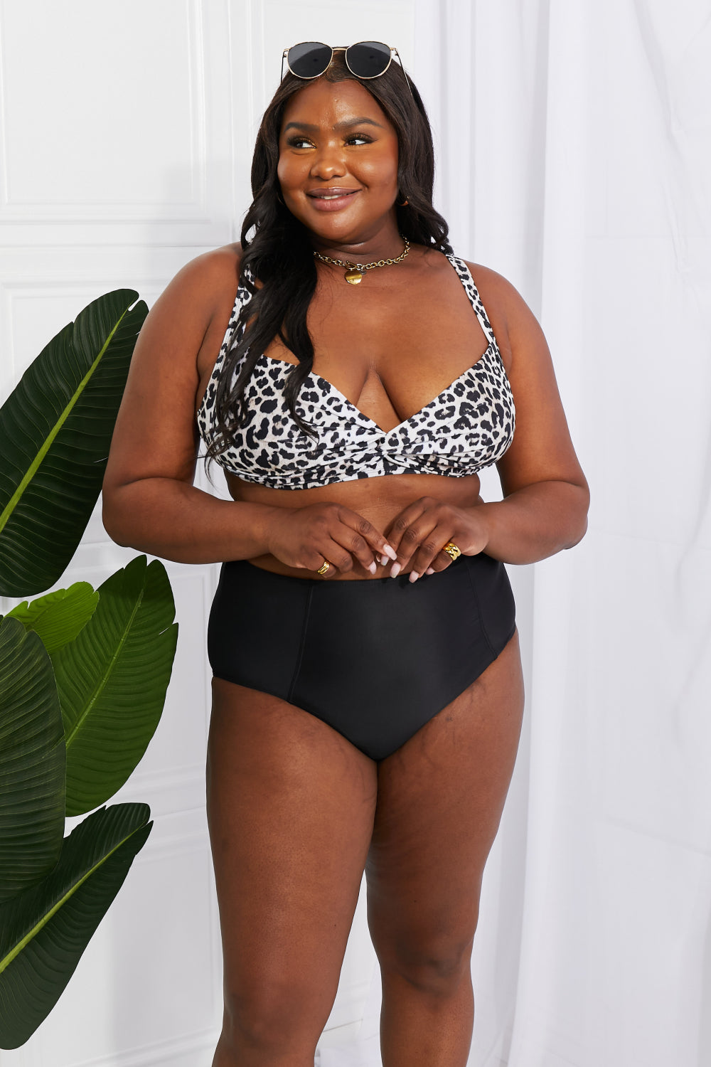 Marina West Swim Take A Dip Twist High-Rise Bikini in Leopard-Teresa&#39;s Fashionista LLC