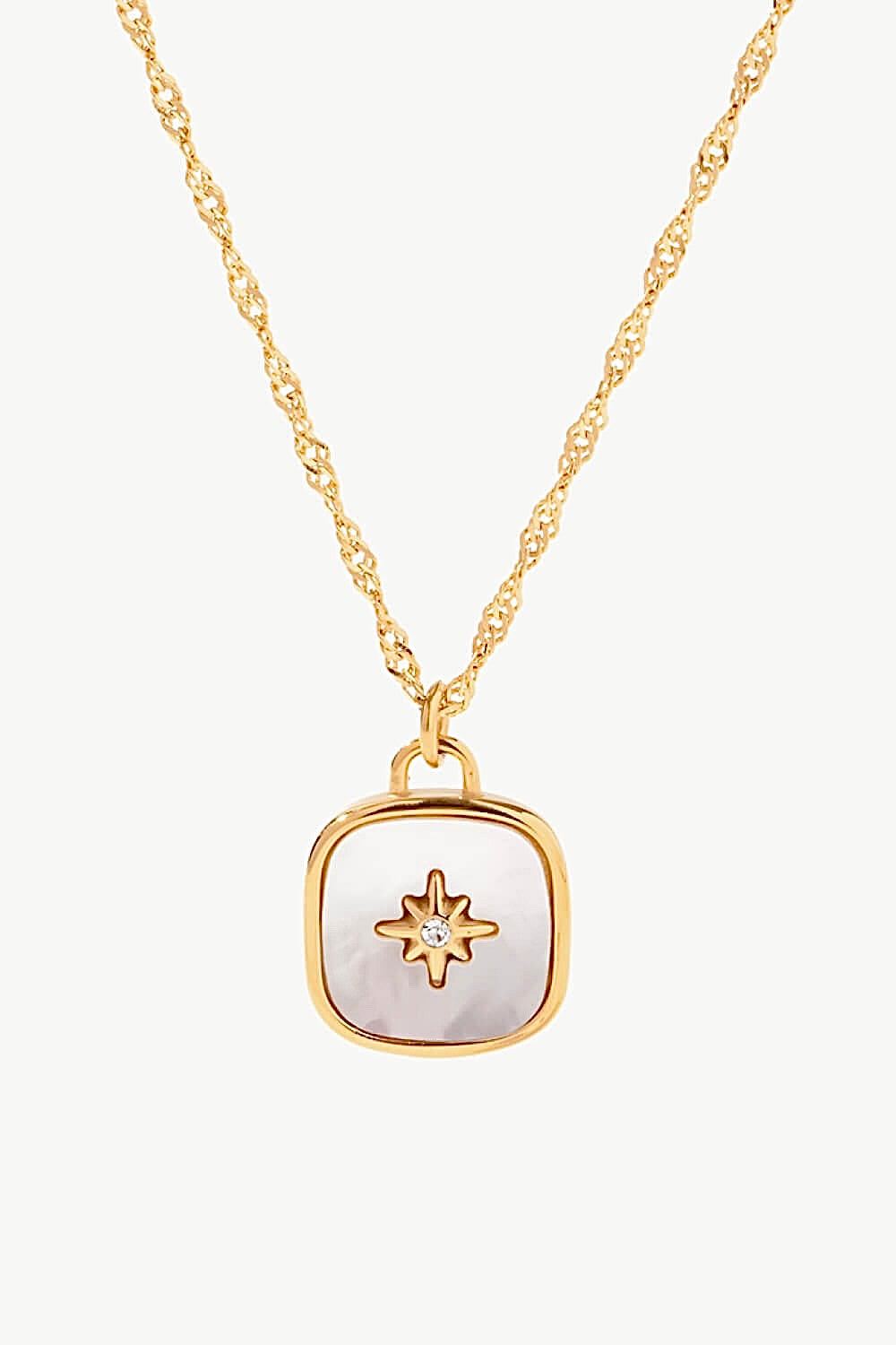 Inlaid Shell Square Pendant Necklace-Teresa&#39;s Fashionista LLC