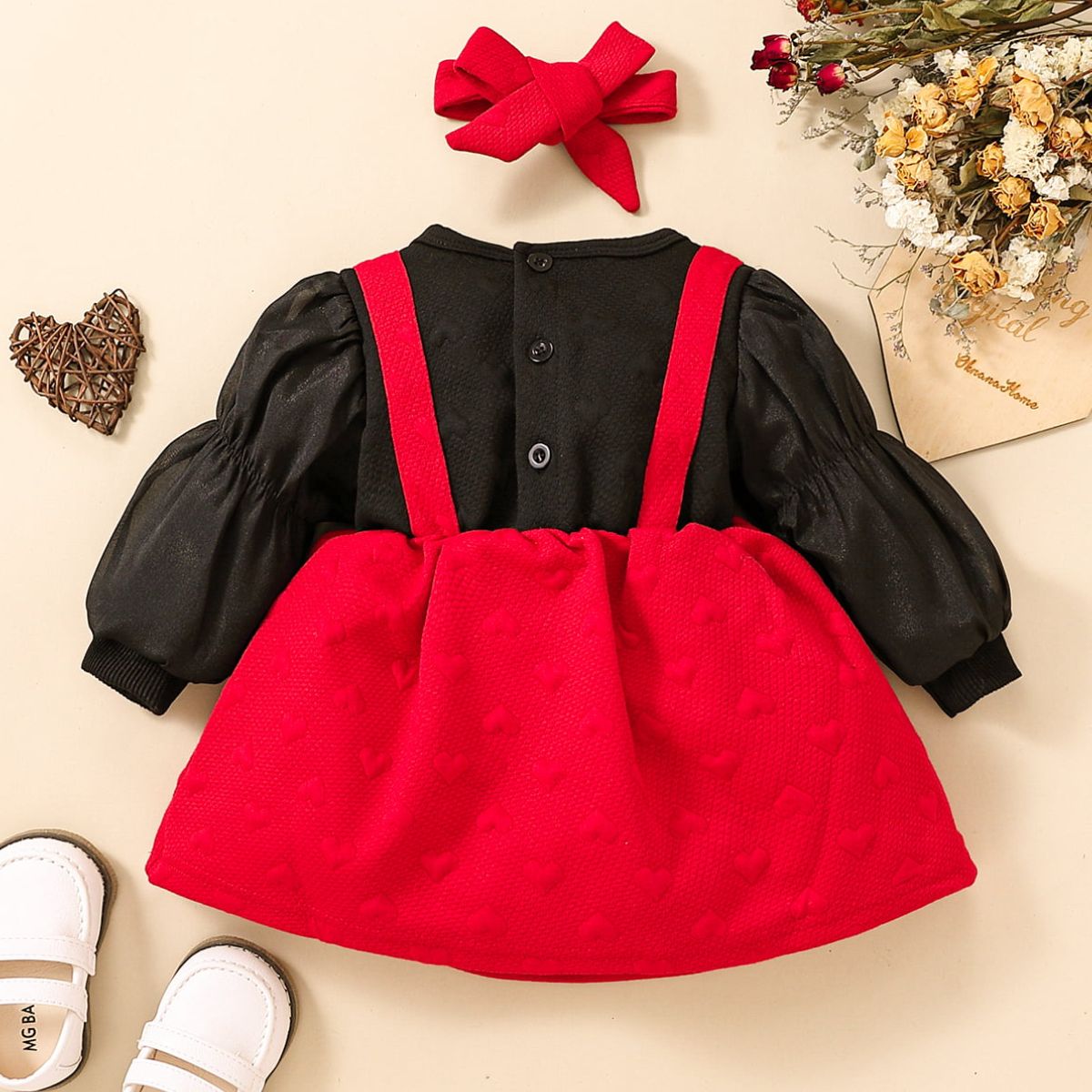 Baby Girl Two-Tone Bow Detail Dress-Teresa&#39;s Fashionista LLC