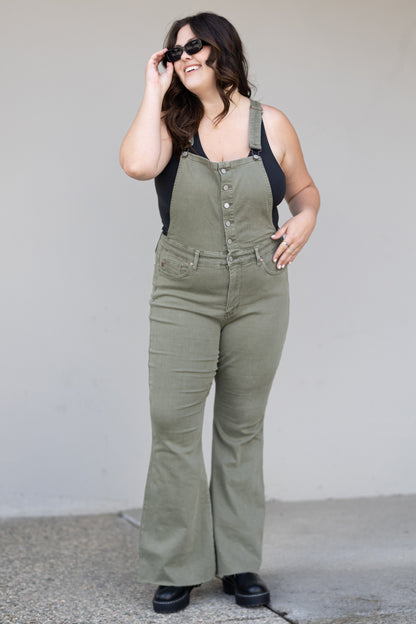 Judy Blue Full Size Kelsey Flare Tummy Control Overalls-Teresa&#39;s Fashionista LLC