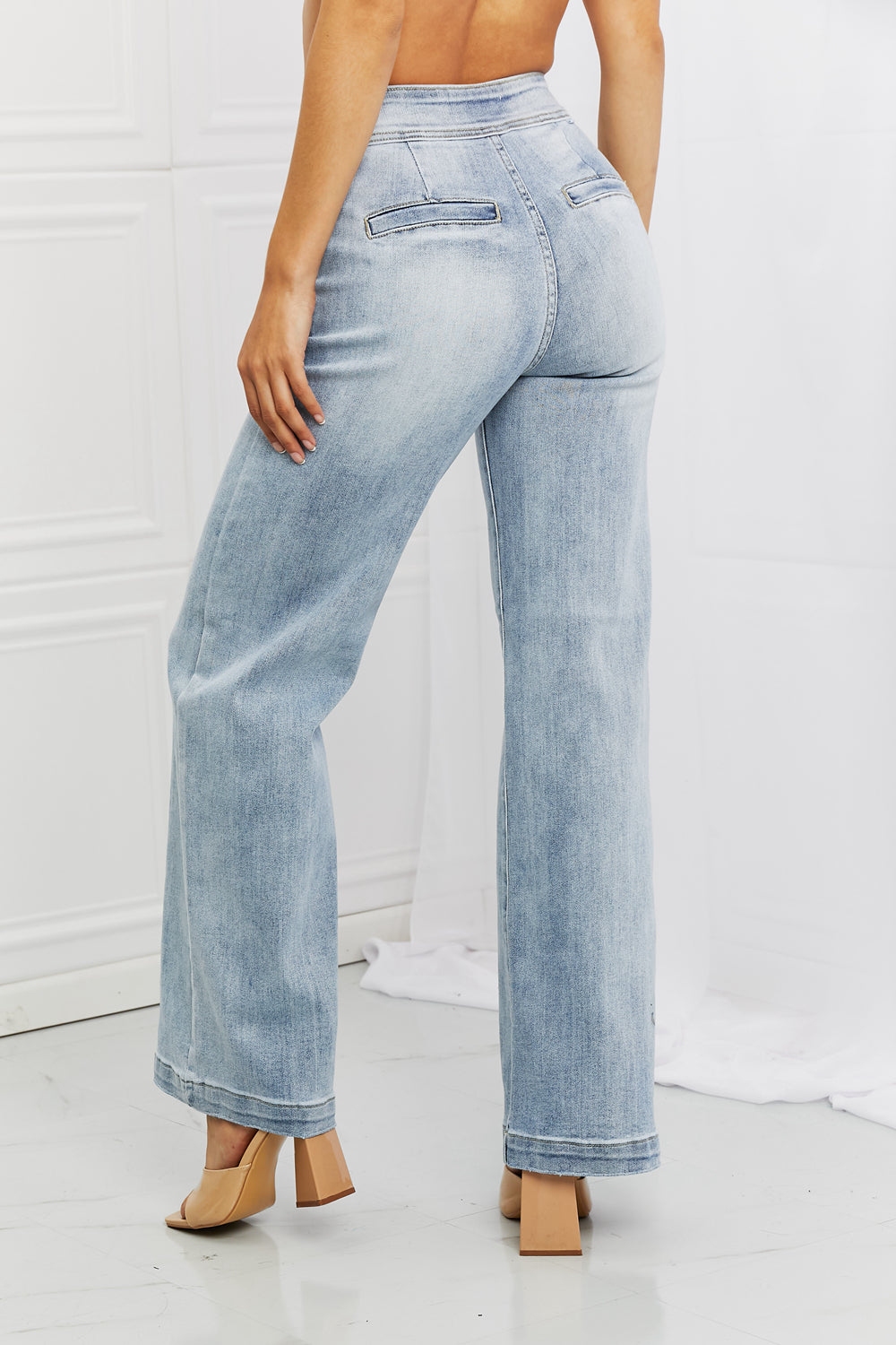 RISEN Full Size Luisa Wide Flare Jeans-Teresa&#39;s Fashionista LLC